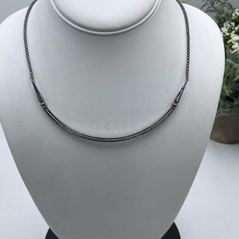 Kendra Scott‎ Scottie Gunmetal Adjustable Choker Crystal Necklace